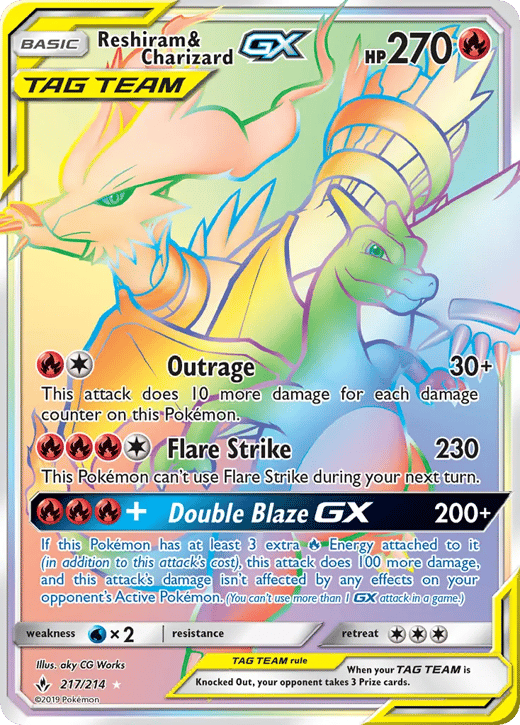 Reshiram et Dracaufeu GX 217 — Unbroken Bonds