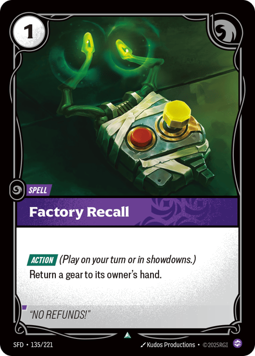 Rappel d'usine SFD-135/221 — Spiritforged