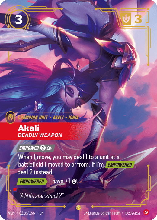 Akali, Deadly Weapon VEN-021a/166 — Vendetta