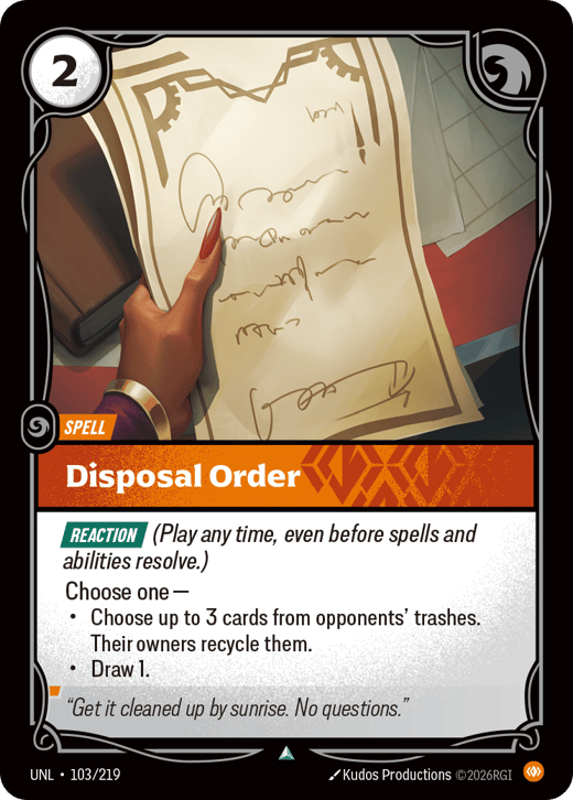 Disposal Order UNL-103/219 — Unleashed